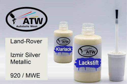 Land-Rover, Izmir Silver Metallic, 920 / MWE: 20ml Lackstift + 20ml Klarlack - Set, von ATW Autoteile West.